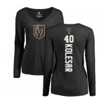 NHL Women Adidas Vegas Golden Knights #40 Ryan Carpenter Black Backer Slim Fit Long Sleeve T-Shirt