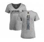 NHL Women Adidas Vegas Golden Knights #41 Pierre-Edouard Bellemare Gray Backer Slim Fit V-Neck T-Shirt