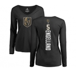 NHL Women Adidas Vegas Golden Knights #5 Deryk Engelland Black Backer Slim Fit Long Sleeve T-Shirt