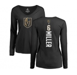 NHL Women Adidas Vegas Golden Knights #6 Colin Miller Black Backer Slim Fit Long Sleeve T-Shirt