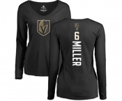 NHL Women Adidas Vegas Golden Knights #6 Colin Miller Black Backer Slim Fit Long Sleeve T-Shirt