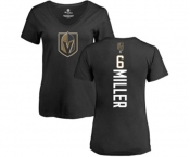 NHL Women Adidas Vegas Golden Knights #6 Colin Miller Black Backer Slim Fit V-Neck T-Shirt