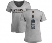 NHL Women Adidas Vegas Golden Knights #6 Colin Miller Gray Backer Slim Fit V-Neck T-Shirt