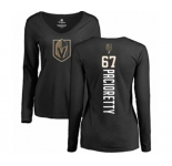 NHL Women Adidas Vegas Golden Knights #67 Max Pacioretty Black Backer Slim Fit Long Sleeve T-Shirt