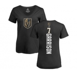 NHL Women Adidas Vegas Golden Knights #7 Jason Garrison Black Backer Slim Fit V-Neck T-Shirt