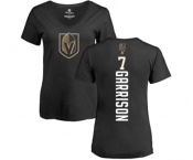 NHL Women Adidas Vegas Golden Knights #7 Jason Garrison Black Backer Slim Fit V-Neck T-Shirt
