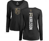 NHL Women Adidas Vegas Golden Knights #71 William Karlsson Black Backer Slim Fit Long Sleeve T-Shirt