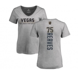 NHL Women Adidas Vegas Golden Knights #75 Ryan Reaves Gray Backer Slim Fit V-Neck T-Shirt