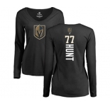 NHL Women Adidas Vegas Golden Knights #77 Brad Hunt Black Backer Slim Fit Long Sleeve T-Shirt