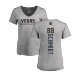 NHL Women Adidas Vegas Golden Knights #88 Nate Schmidt Gray Backer Slim Fit V-Neck T-Shirt