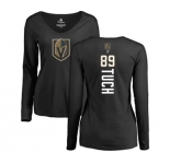 NHL Women Adidas Vegas Golden Knights #89 Alex Tuch Black Backer Slim Fit Long Sleeve T-Shirt