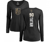 NHL Women Adidas Vegas Golden Knights #90 Tomas Tatar Black Backer Slim Fit Long Sleeve T-Shirt