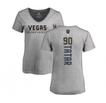 NHL Women Adidas Vegas Golden Knights #90 Tomas Tatar Gray Backer Slim Fit V-Neck T-Shir