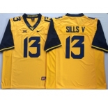 West Virginia Mountaineers 13 David Sills V Yellow College Football Jersey