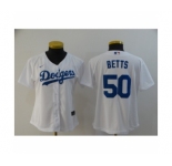Women Los Angeles Dodgers #50 Mookie Betts White 2020 Cool Base Jersey