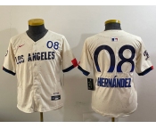 Women's Los Angeles Dodgers #08 Enrique Hernandez Cream 2024 City Connect Limited Stitched Jersey