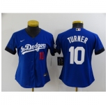 Women's Los Angeles Dodgers #10 Justin Turner Blue City Player Jersey