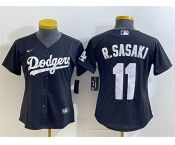 Women's Los Angeles Dodgers #11 Roki Sasaki Black Cool Base Stitched Baseball Jersey