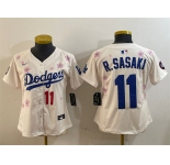 Women's Los Angeles Dodgers #11 Roki Sasaki Cream 2025 Tokyo Series Limited Stitched Baseball Jersey