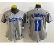 Women's Los Angeles Dodgers #11 Roki Sasaki Grey Cool Base Stitched Baseball Jersey