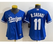 Women's Los Angeles Dodgers #11 Roki Sasaki Royal Cool Base Stitched Baseball Jersey