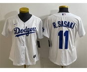 Women's Los Angeles Dodgers #11 Roki Sasaki White Cool Base Stitched Baseball Jersey