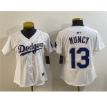 Women's Los Angeles Dodgers #13 Max Muncy White Gold Limited Stitched Baseball Jersey