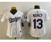 Women's Los Angeles Dodgers #13 Max Muncy White Gold Limited Stitched Baseball Jersey