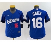 Women's Los Angeles Dodgers #16 Will Smith Number Blue Stitched Cool Base Nike Jersey