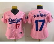 Women's Los Angeles Dodgers #17 大谷翔平 Pink 2025 Tokyo Series Limited Stitched Baseball Jersey
