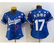Women's Los Angeles Dodgers #17 大谷翔平 Royal 2025 Tokyo Series Limited Stitched Baseball Jersey