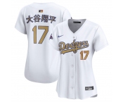 Women's Los Angeles Dodgers #17 大谷翔平 White 2025 Gold Collection Limited Stitched Baseball Jersey