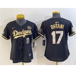 Women's Los Angeles Dodgers #17 Shohei Ohtani Black Gold 2024 World Series With Fernando Patch Vapor Limited Stitched Baseball Jersey