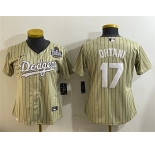 Women's Los Angeles Dodgers #17 Shohei Ohtani Cream 2024 World Series Cool Base Stitched Baseball Jersey