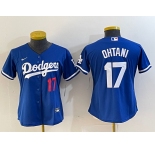 Women's Los Angeles Dodgers #17 Shohei Ohtani Number Blue Stitched Cool Base Nike Jersey