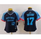 Women's Los Angeles Dodgers #17 Shohei Ohtani Number Navy 2024 All Star Limited Stitched Jersey