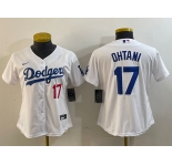 Women's Los Angeles Dodgers #17 Shohei Ohtani Number White Stitched Cool Base Nike Jersey