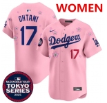 Women's Los Angeles Dodgers #17 Shohei Ohtani Pink 2025 Tokyo Series Limited Stitched Baseball Jersey
