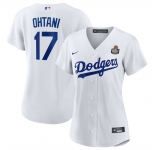 Women's Los Angeles Dodgers #17 Shohei Ohtani White 2024 World Series Cool Base Stitched Baseball Jersey