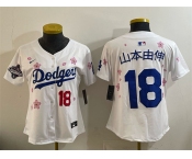 Women's Los Angeles Dodgers #18 山本由伸 White 2025 World Series Champions Patch Tokyo Series Limited Stitched Baseball Jersey