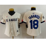 Women's Los Angeles Dodgers #18 Yoshinobu Yamamoto Cream 2024 City Connect Limited Stitched Jersey