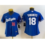 Women's Los Angeles Dodgers #18 Yoshinobu Yamamoto Royal Alternate Stadium Stitched Baseball Jersey