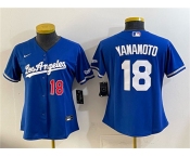 Women's Los Angeles Dodgers #18 Yoshinobu Yamamoto Royal Alternate Stadium Stitched Baseball Jersey