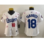 Women's Los Angeles Dodgers #18 Yoshinobu Yamamoto White 2025 Tokyo Series Limited Stitched Baseball Jersey