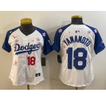 Women's Los Angeles Dodgers #18 Yoshinobu Yamamoto White Royal 2025 Tokyo Series Limited Stitched Baseball Jersey