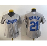 Women's Los Angeles Dodgers #21 Walker Buehler Grey Stitched Cool Base Nike Jersey