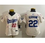 Women's Los Angeles Dodgers #22 Clayton Kershaw Cream 2025 Tokyo Series Limited Stitched Baseball Jersey