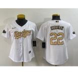 Women's Los Angeles Dodgers #22 Clayton Kershaw White 2022 All Star Stitched Cool Base Nike Jersey