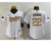 Women's Los Angeles Dodgers #22 Clayton Kershaw White 2022 All Star Stitched Cool Base Nike Jersey