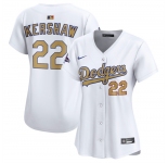 Women's Los Angeles Dodgers #22 Clayton Kershaw White 2025 Gold Collection Limited Stitched Baseball Jersey